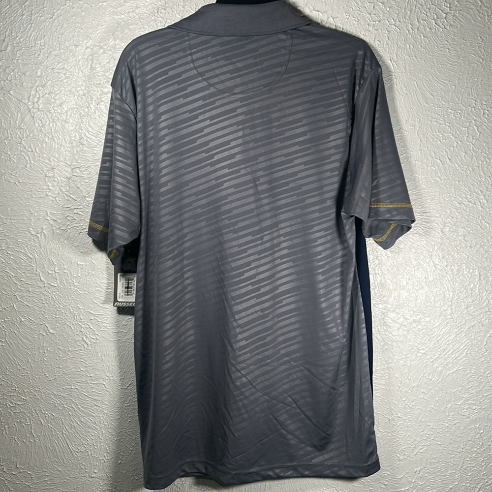 NWT Russell University of Michigan Athletic Gray and Navy Polo Shirt Large 42-44 - Picture 6 of 10